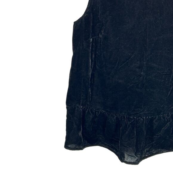 J. Crew Black Velvet Sleeveless Peplum Top Size 2 Y2K Grunge Academia Style - Picture 5 of 14